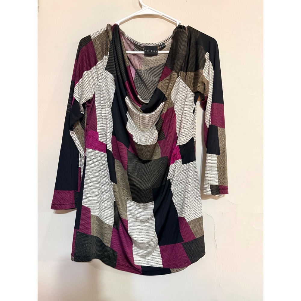 Tribal Women's Multicolored Patchwork Long Sleeve Tunic Top XL IndieSleeze